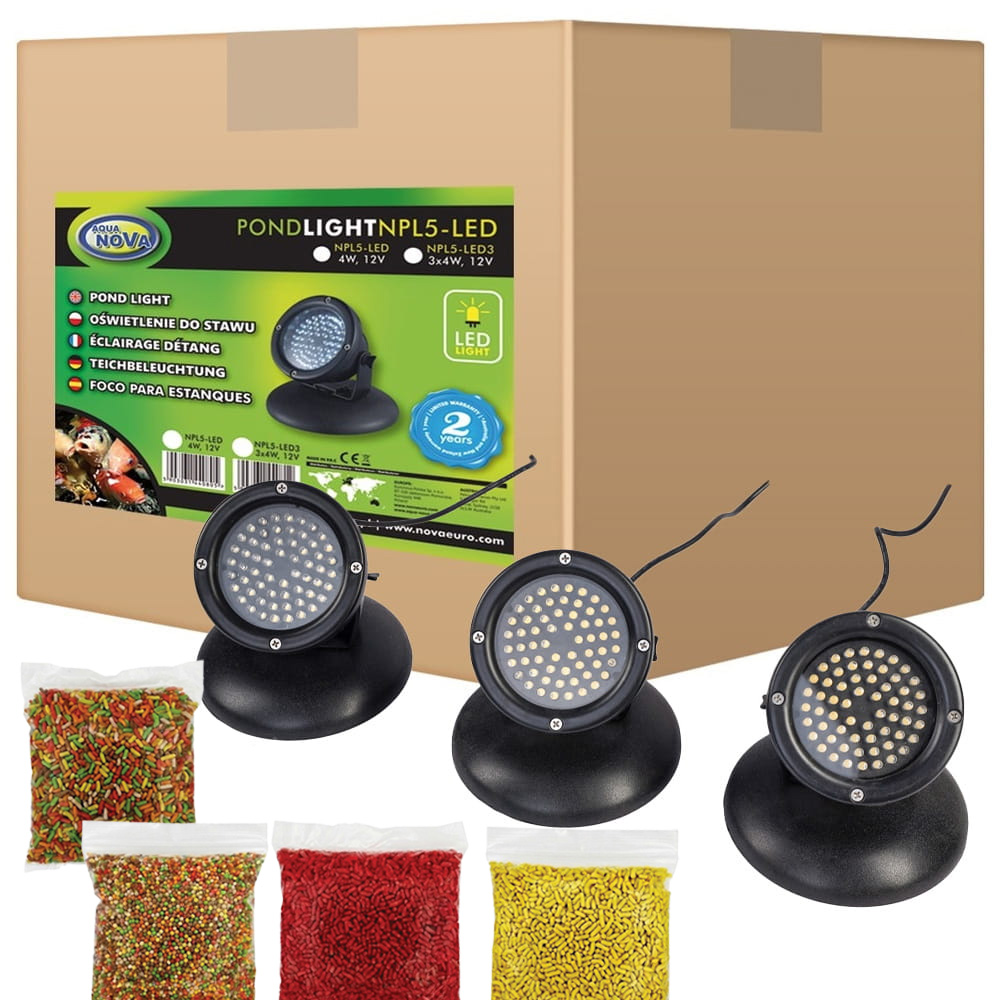 Aqua Nova NPL5-LED3 oświetlenie led 3 szt. do oczka wodnego